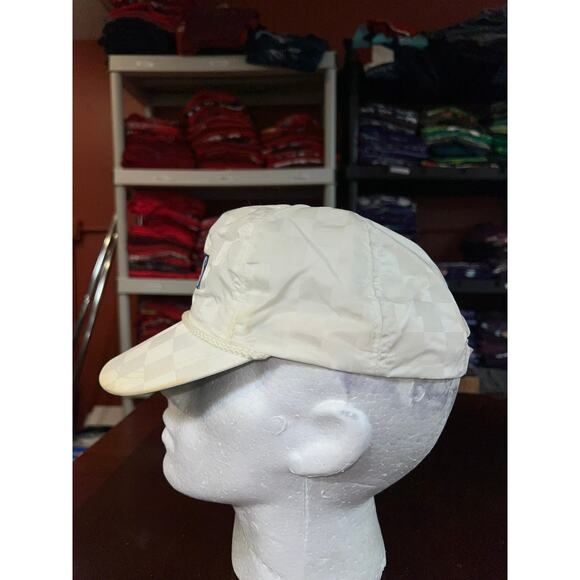 Vintage TBS Sports Hat White Checkered Yellowed Cap Headwear 90s 1990s - Picture 4 of 7